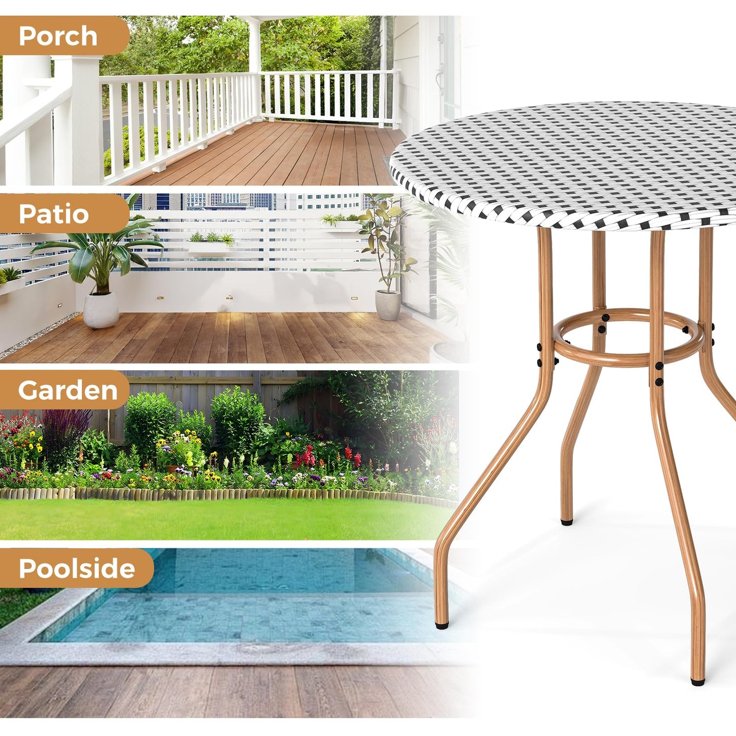 Table de bistrot/café d'extérieur Tangkula de 69,85 cm, petite, robuste, avec cadre en métal et patins réglables