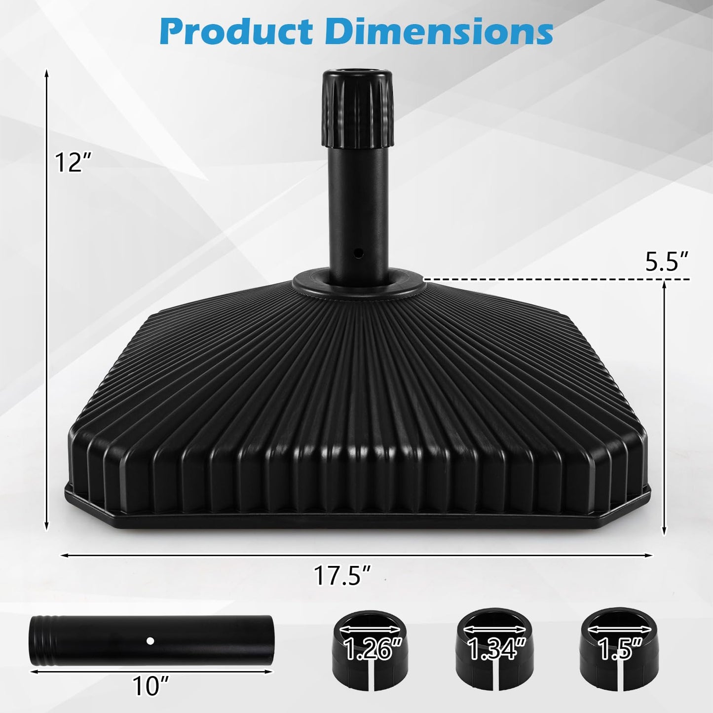 Tangkula Square Umbrella Base 44 lbs Water & Sand Filled Shell Shaped Patio Umbrella Weoghts
