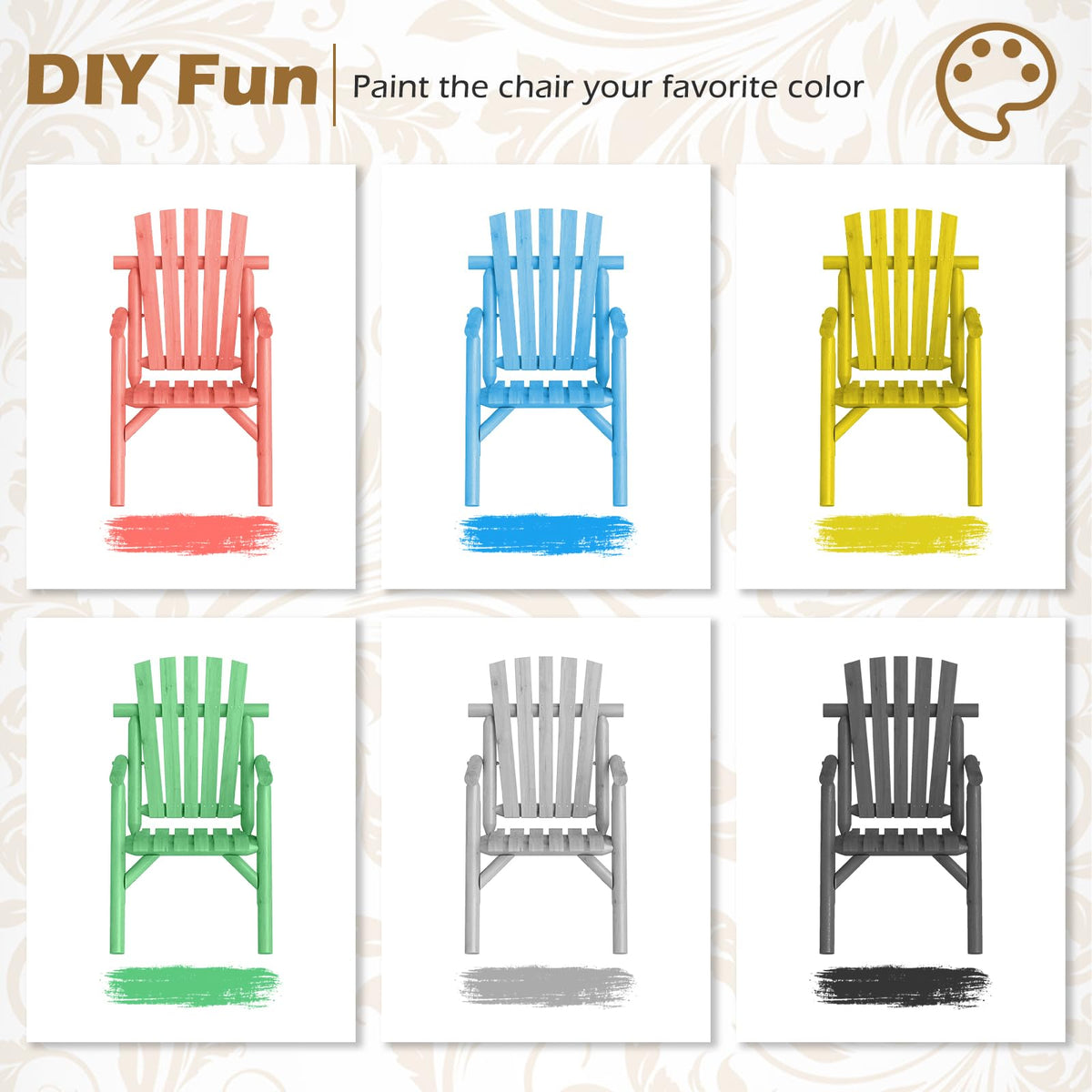 Tangkula Log Wood Patio Chair with Slatted Backrest