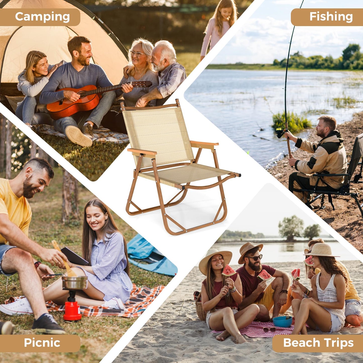 Tangkula Camping Chairs Set of 2 for Fishing Hiking Picnic Camp