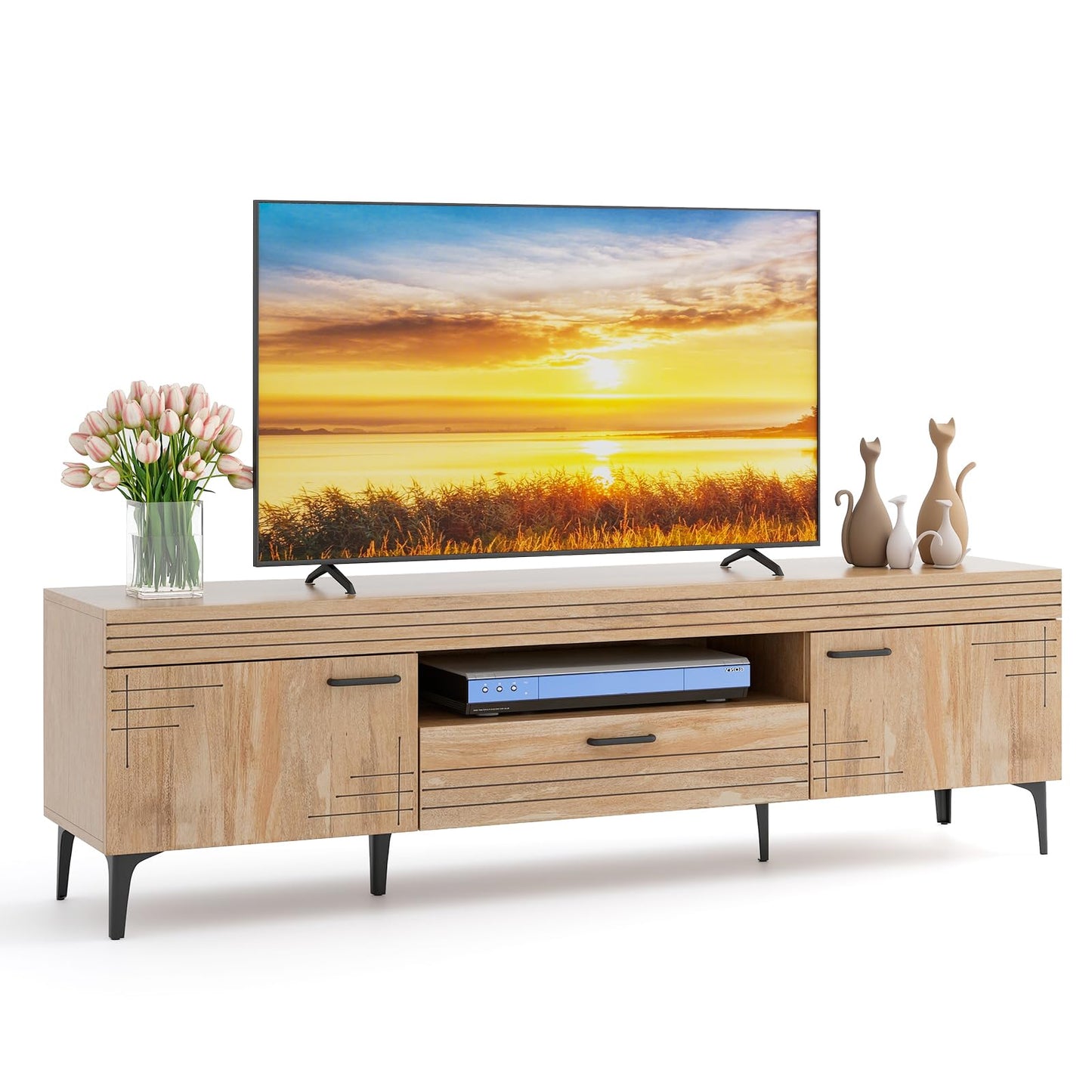 Tangkula Mid Century Modern TV Stand for 65 Inch TVs