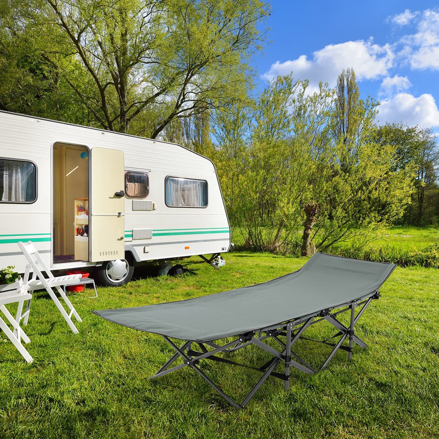 Tangkula Foldable Camping Cot, Portable Sleeping Cot with Carrying Bag