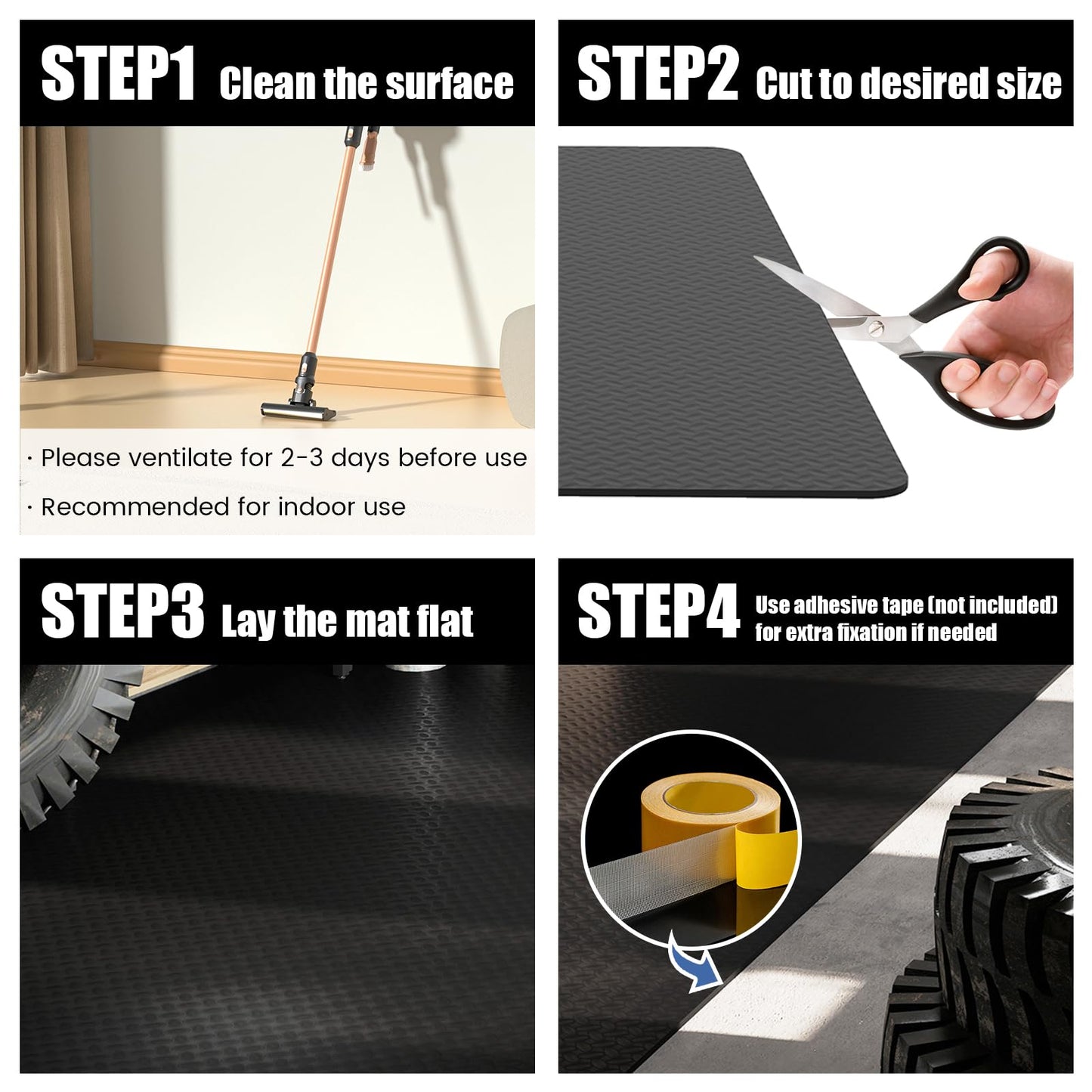 15.5 x 7.7 FT Garage Floor Mat Pack of 4 for Under Car