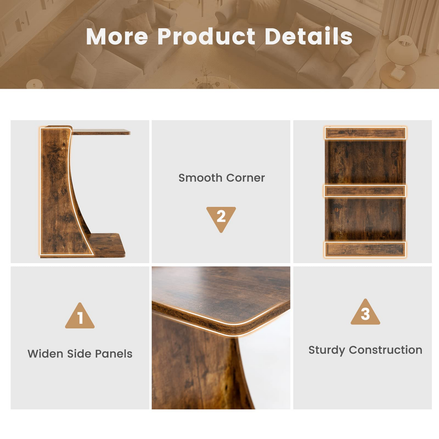Tangkula C-Shaped End Table