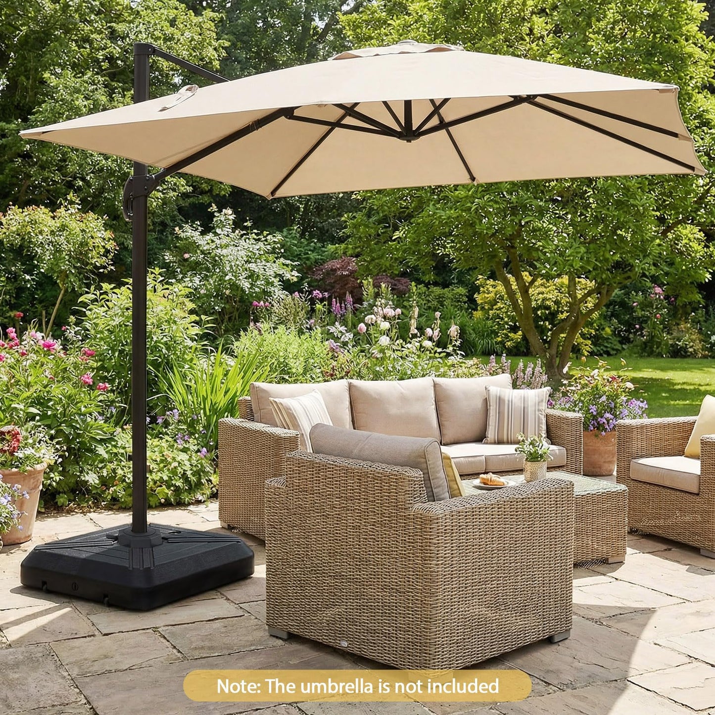 Tangkula Cantilever Umbrella Base with Wheels for Patio Backyard Poolside
