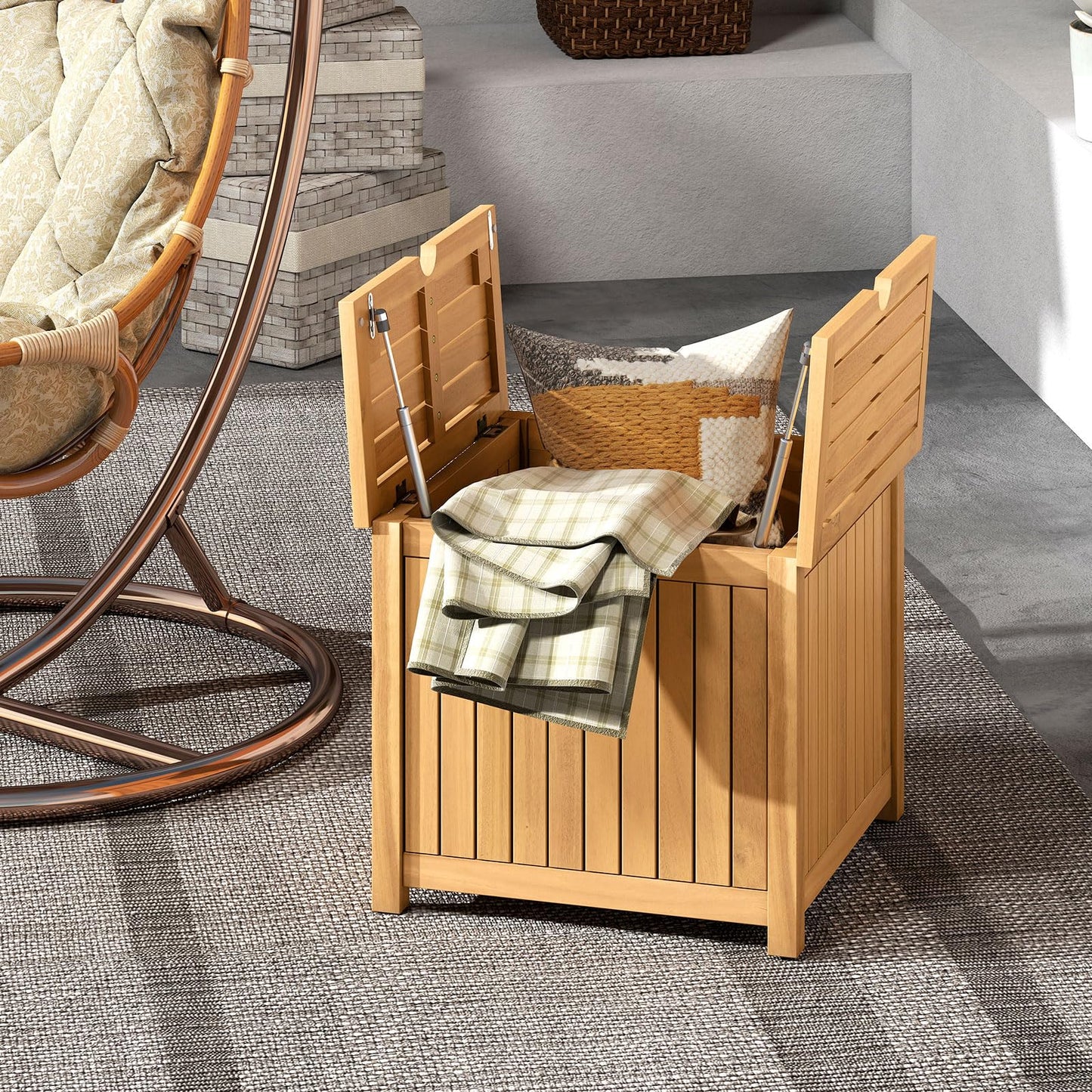 Tangkula 2-in-1 Outdoor Side Table with Storage