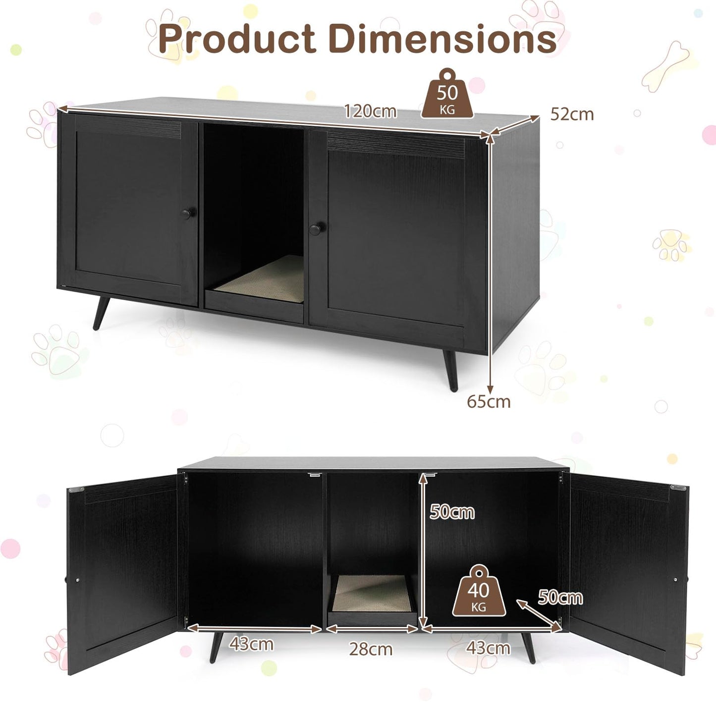 Tangkula Double Cat Litter Box Enclosure for 2 Cats