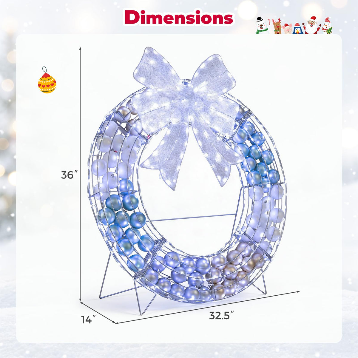 Tangkula 36" Lighted Christmas Wreath Decoration