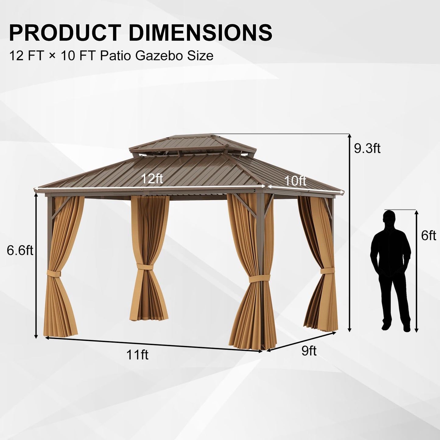 TANGKULA 12 X 10 FT Hardtop Gazebo w/Netting, Curtain