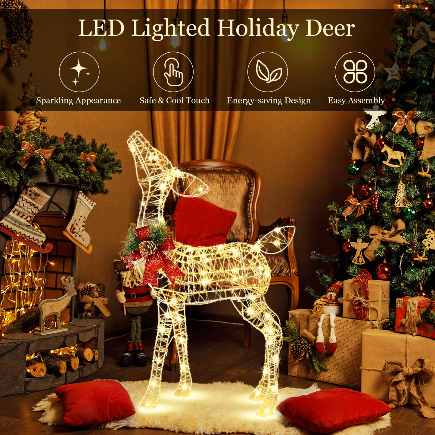 Tangkula Lighted Christmas Reindeer