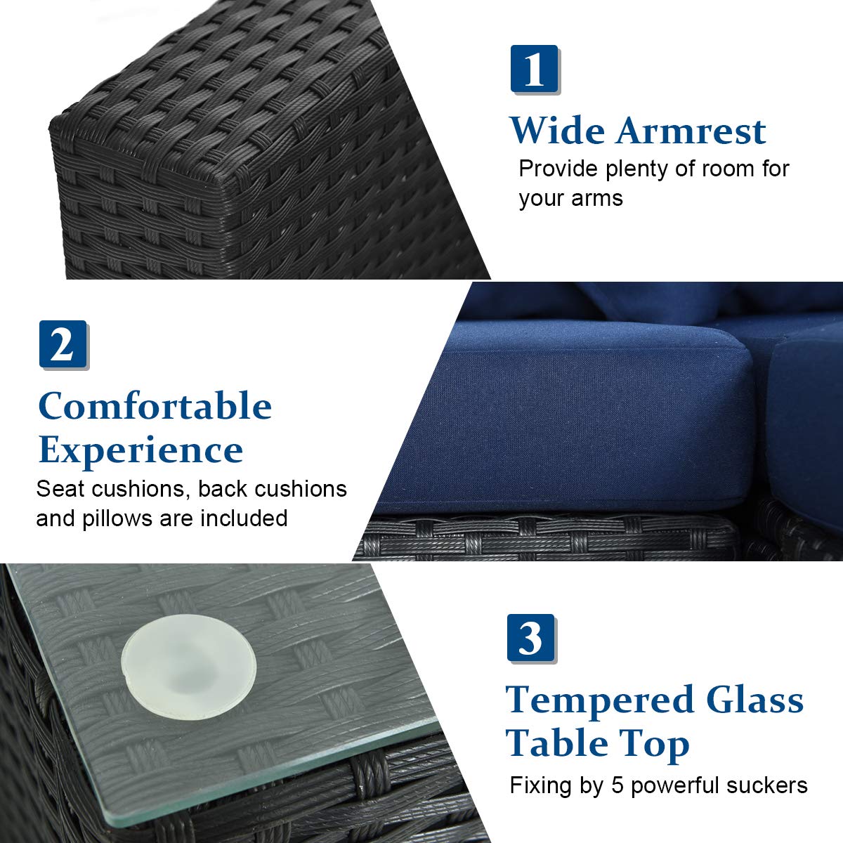 Tangkula 7 Piece Patio Furniture Set with Pillows and Cushions