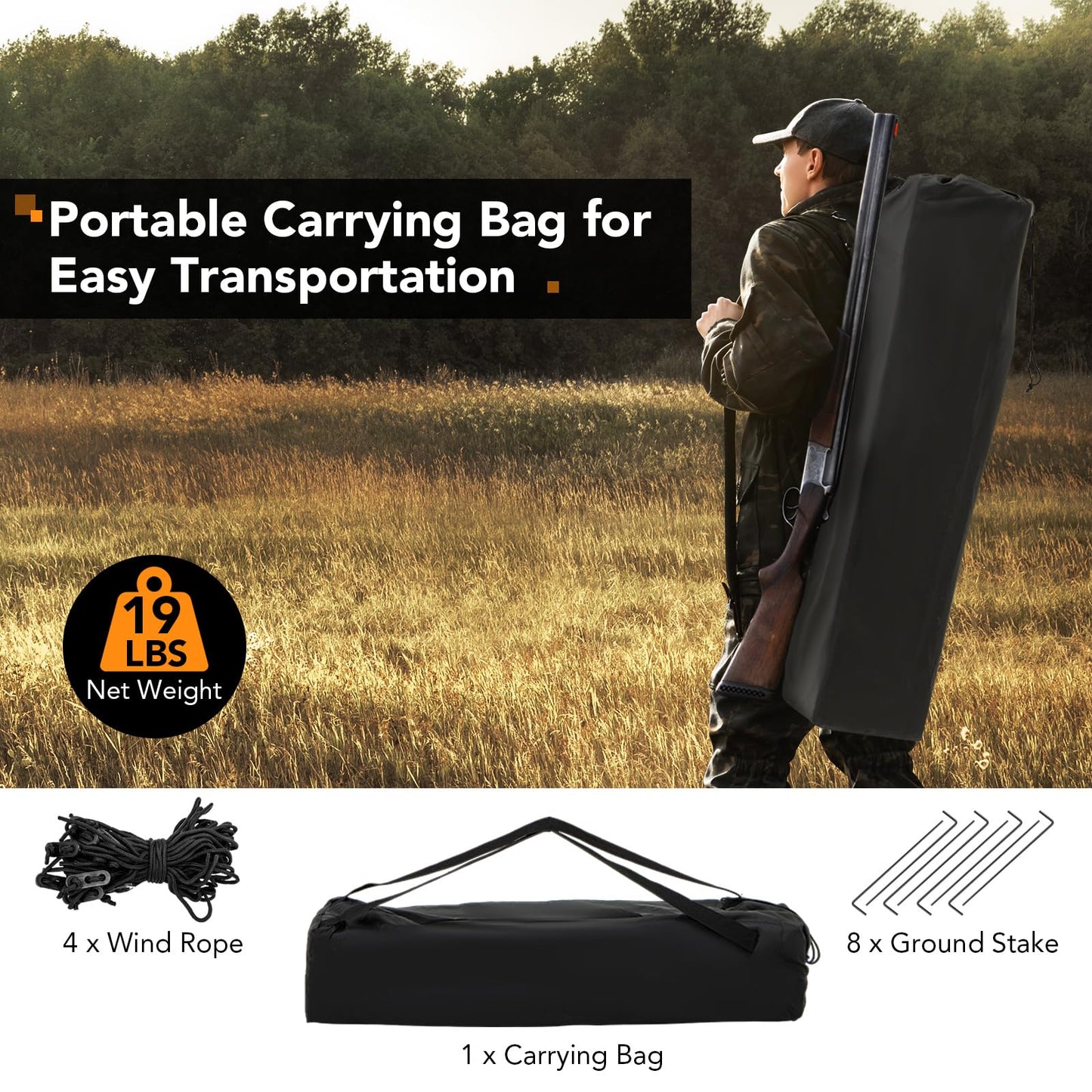 Tangkula Extra Tall 3-4 Person Hunting Blind, 270 Degree See Through Ground Blind with Silent Slide Windows