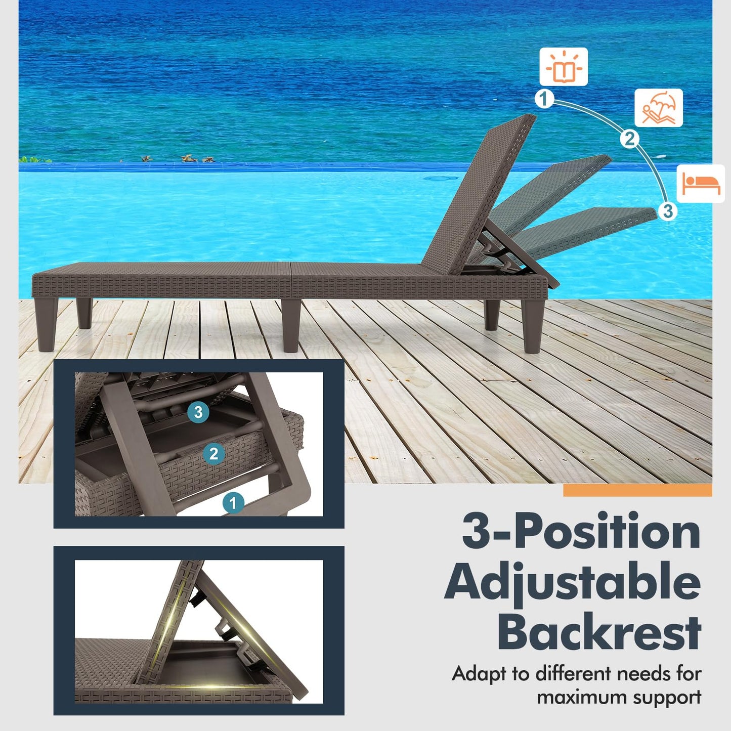 Tangkula Outdoor Chaise Lounger Chair(1/2)