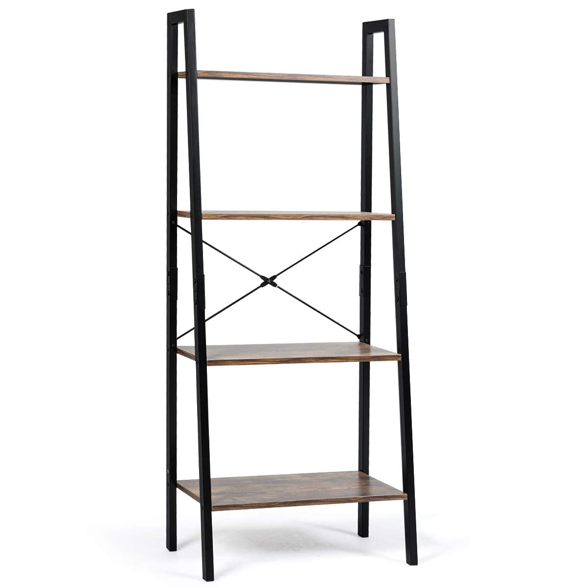 TANGKULA Industrial Ladder Shelf with Metal Frame