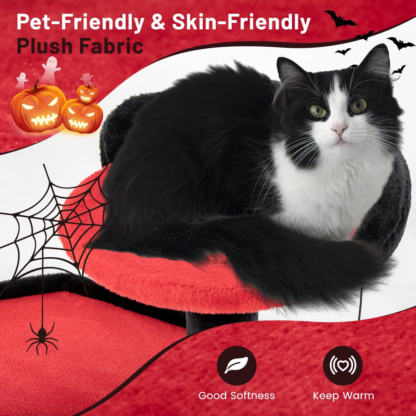 Arbre à chat gothique Tangkula, tour à chat noire de 52 pouces avec lit pour chat en forme de cercueil, condo pour chat, arbre à chat gothique effrayant pour chats d'intérieur