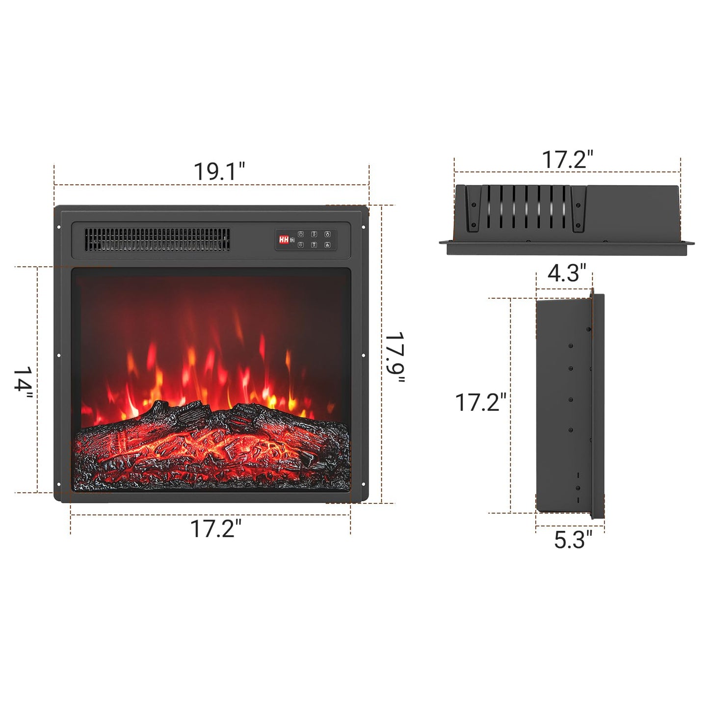 Insert de cheminée électrique Tangkula 18 pouces avec télécommande et 7 couleurs de flamme réalistes