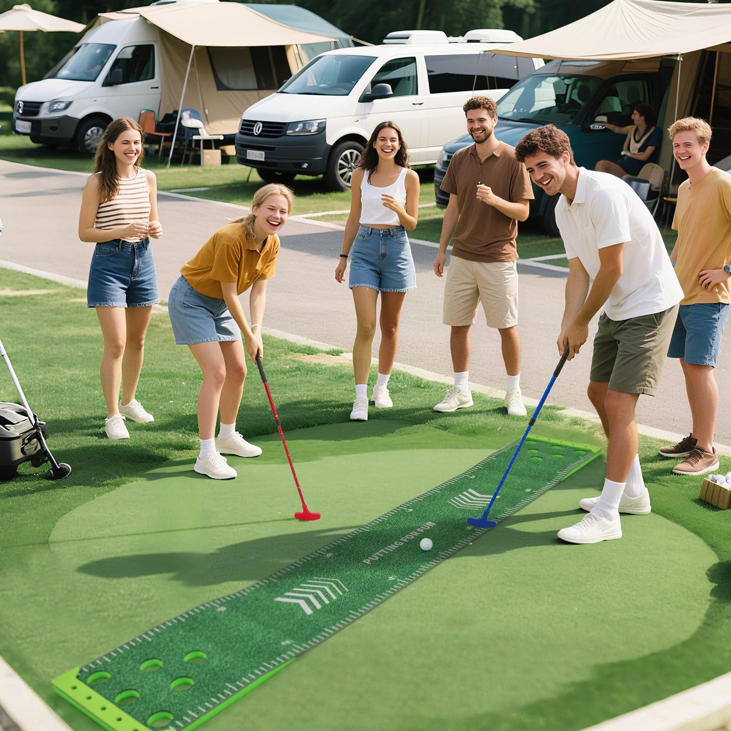 Tangkula 11 FT Golf Pong Game Set with 2 Adjustable Putters