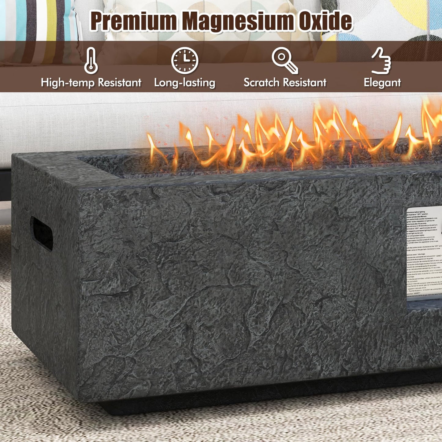 Tangkula 42.5” Propane Gas Fire Pit, 50,000 BTU Smokeless Fire Pit for Outside Patio