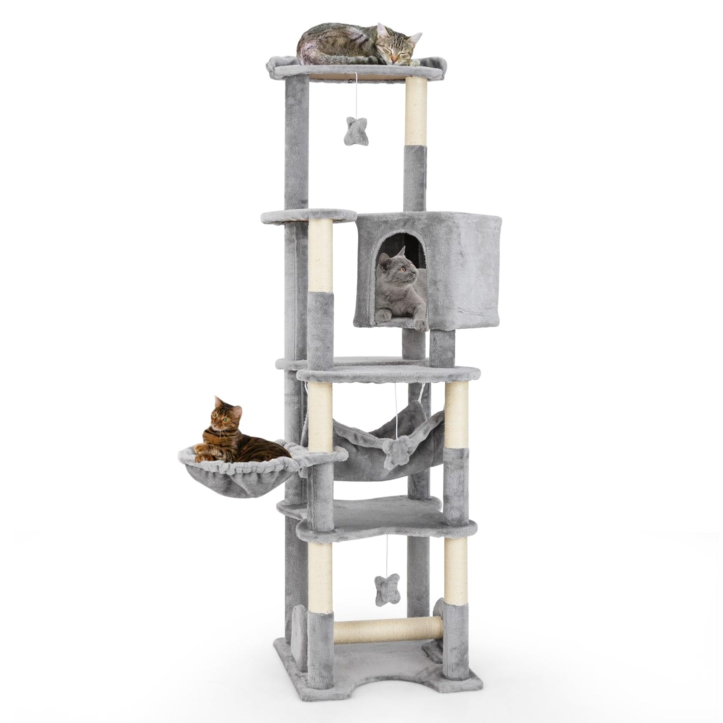 Tangkula Tall Cat Tree, 69 Inch Multi-Level Cat Tower with Sisal Scratching Post, Private Condo