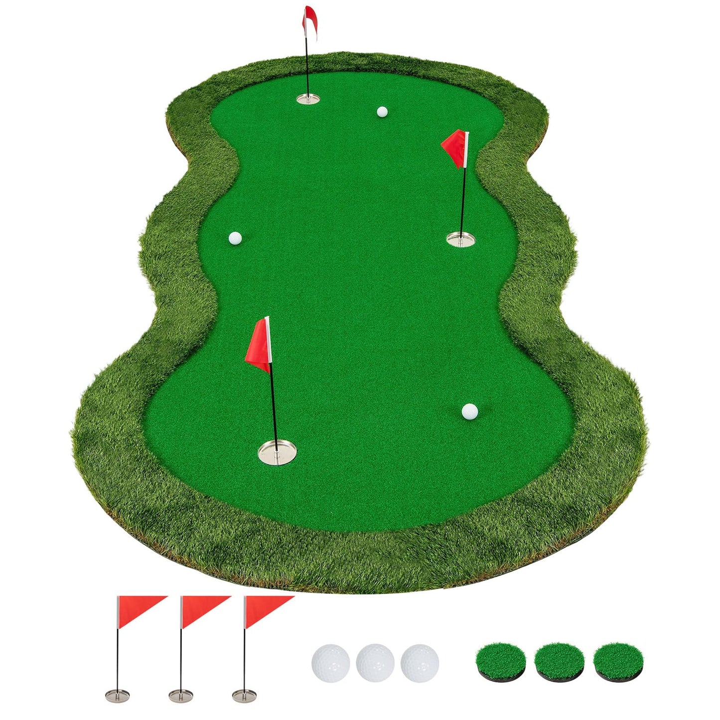 Tangkula 10 FT Golf Putting Green with Realistic Artificial Grass Turf