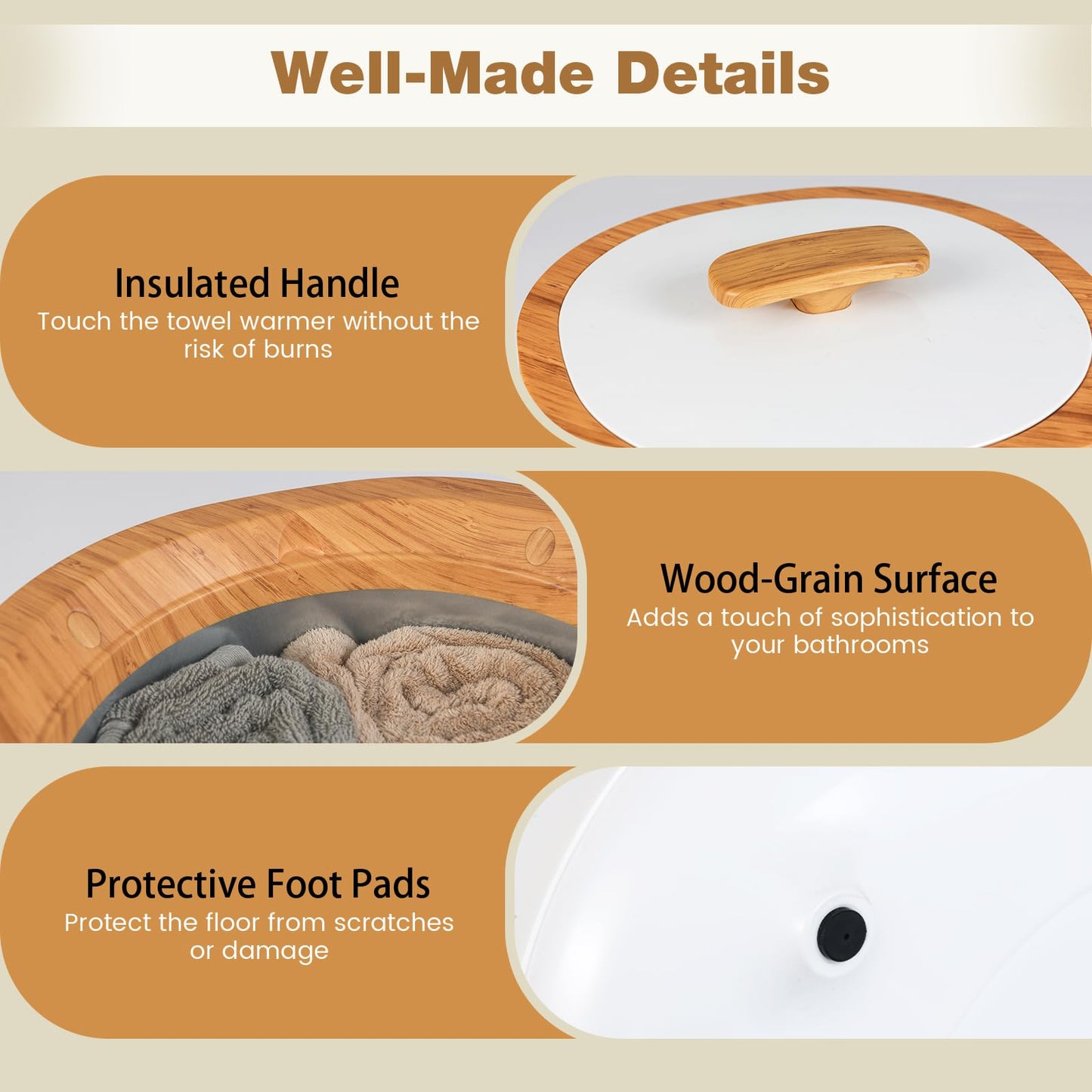 Tangkula Luxury Towel Warmer Bucket with Auto Shutoff & 1 Button Start