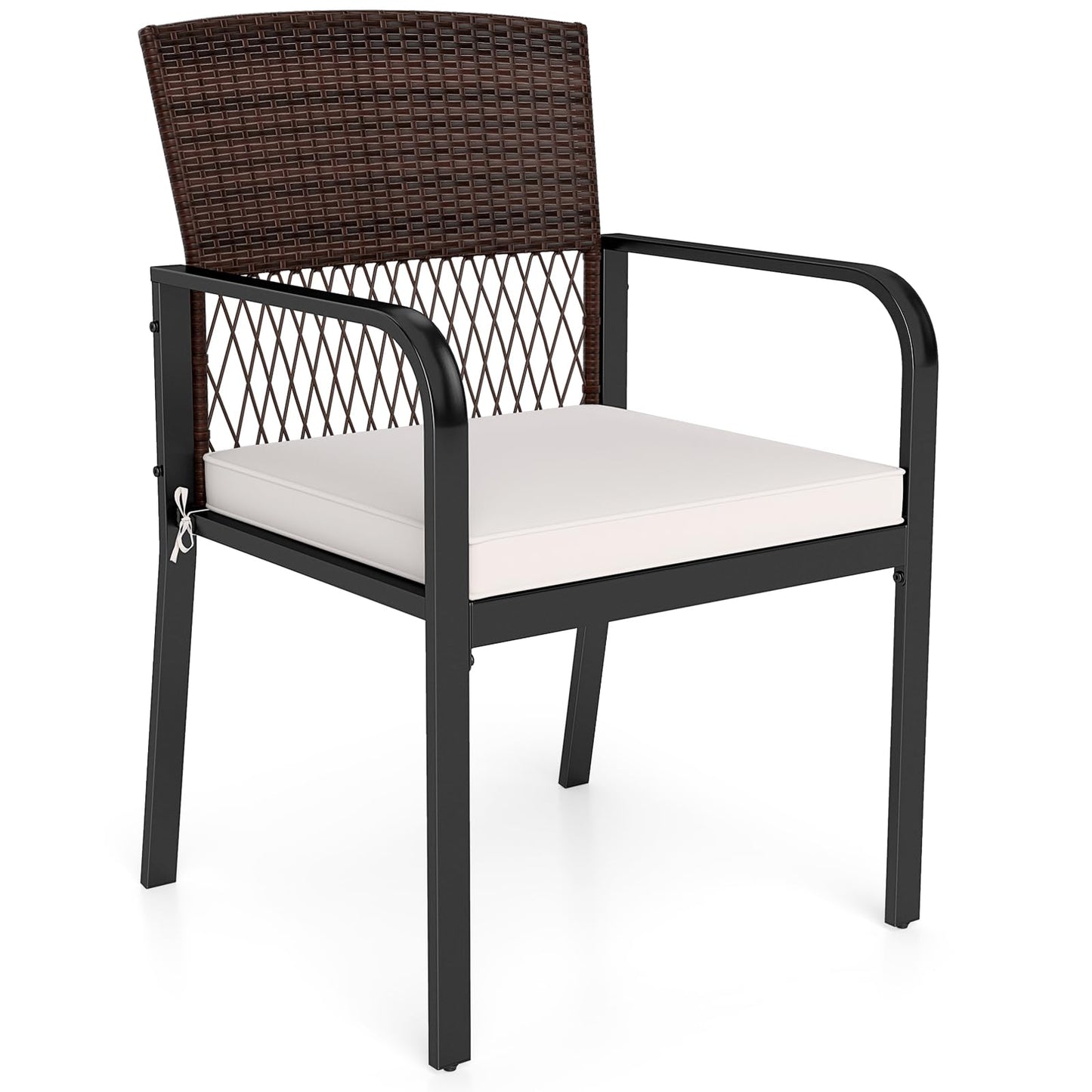 Tangkula PE Wicker Outdoor Dining Chairs Set of 4