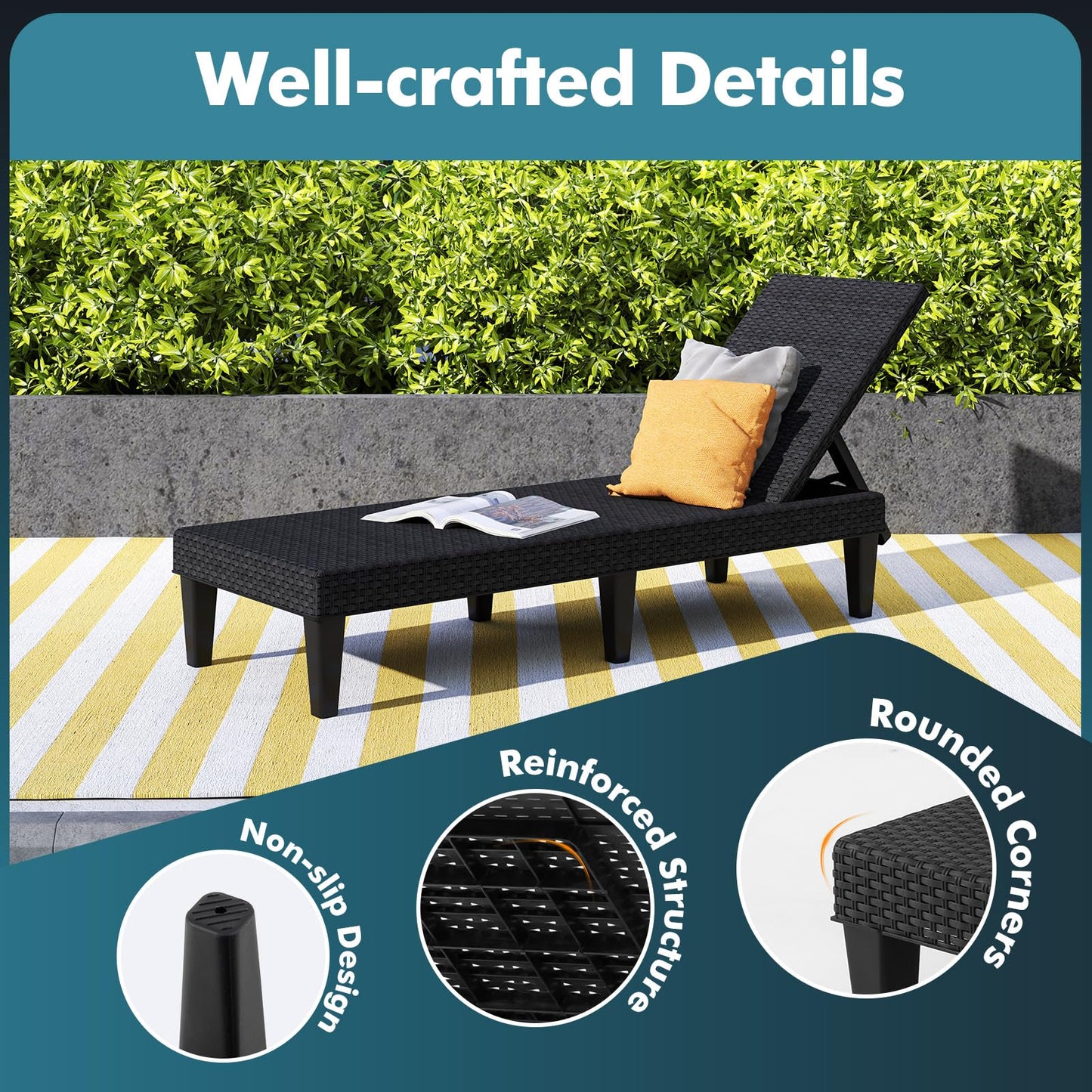 Tangkula Patio Lounge Chair with Cushion