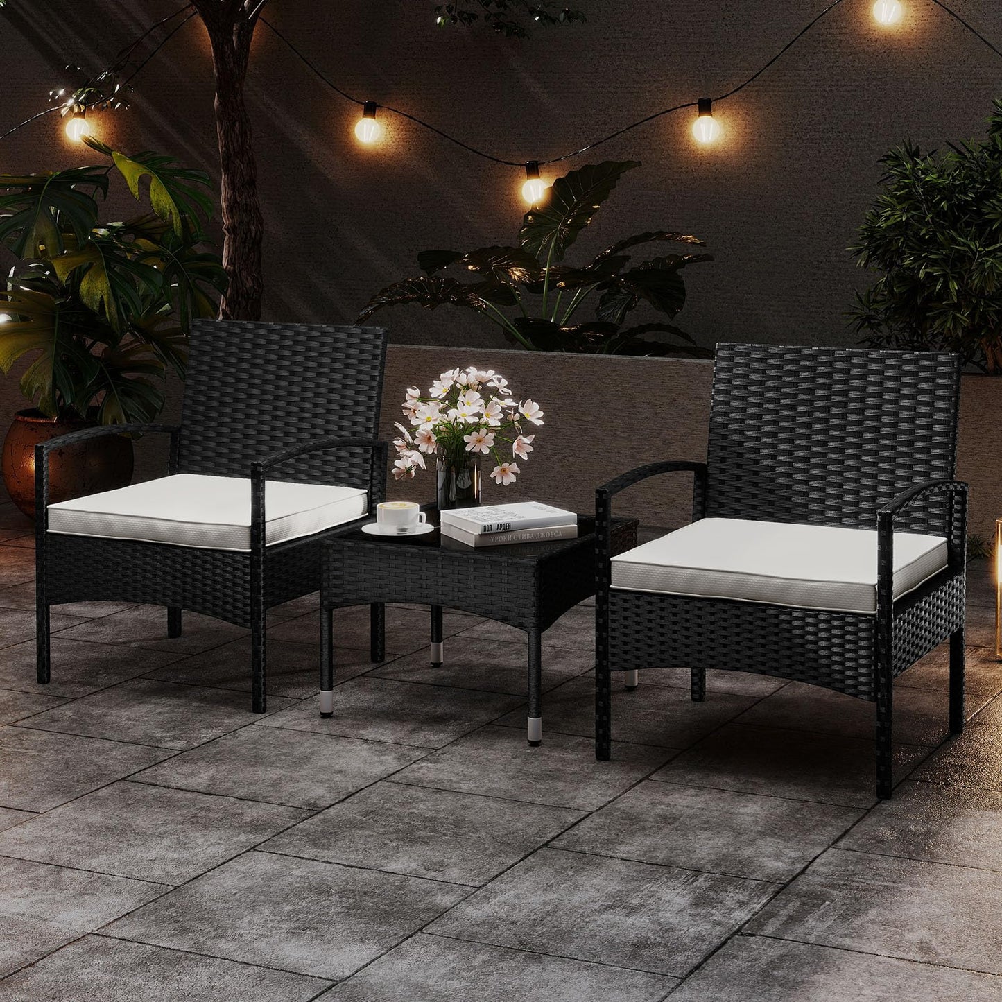 Tangkula 3 Piece Patio Furniture Set for Porch Balcony Backyard Poolside