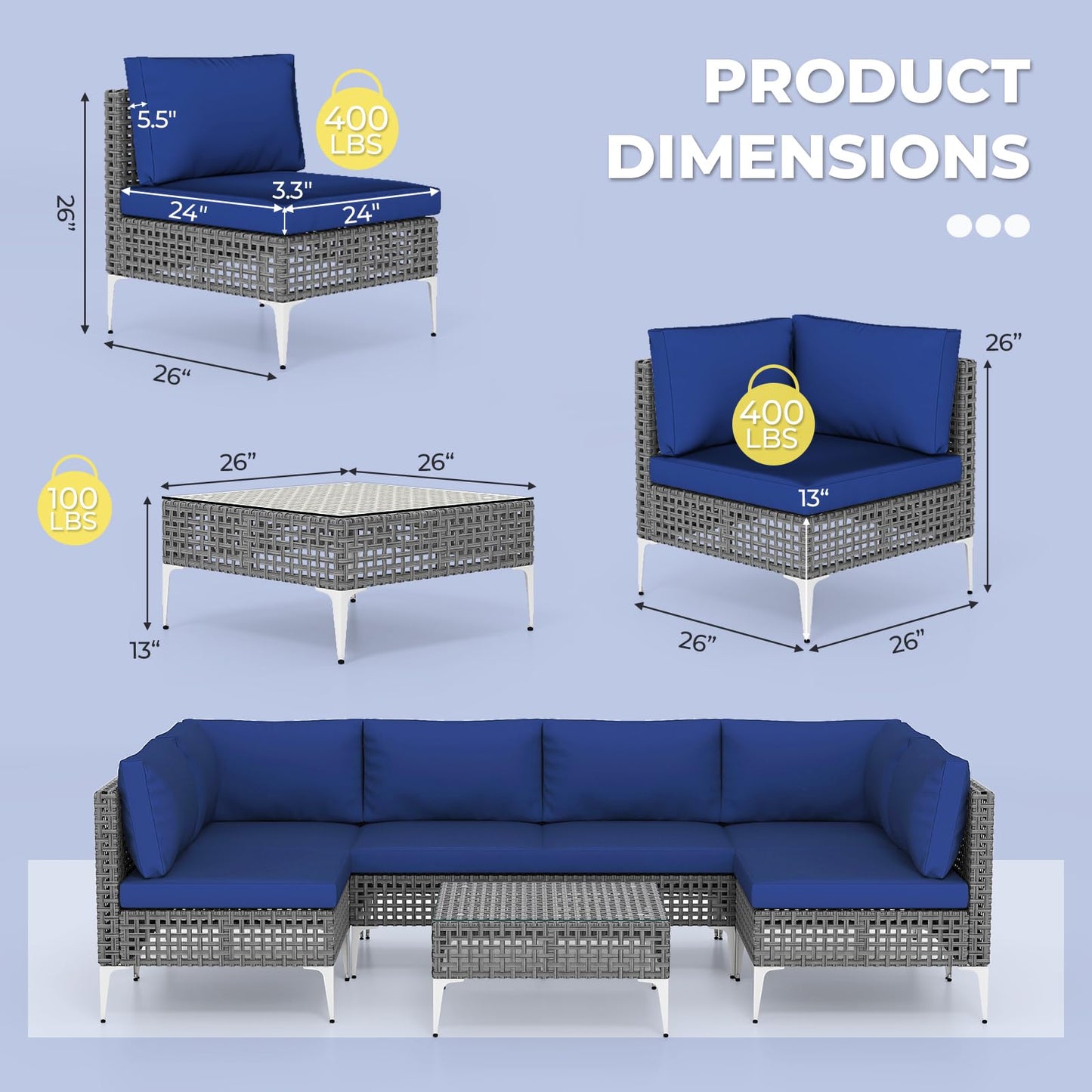 Tangkula 7 Piece Outdoor Furniture Set Patiojoy Patio Wicker Sectional Cushioned Sofa Set