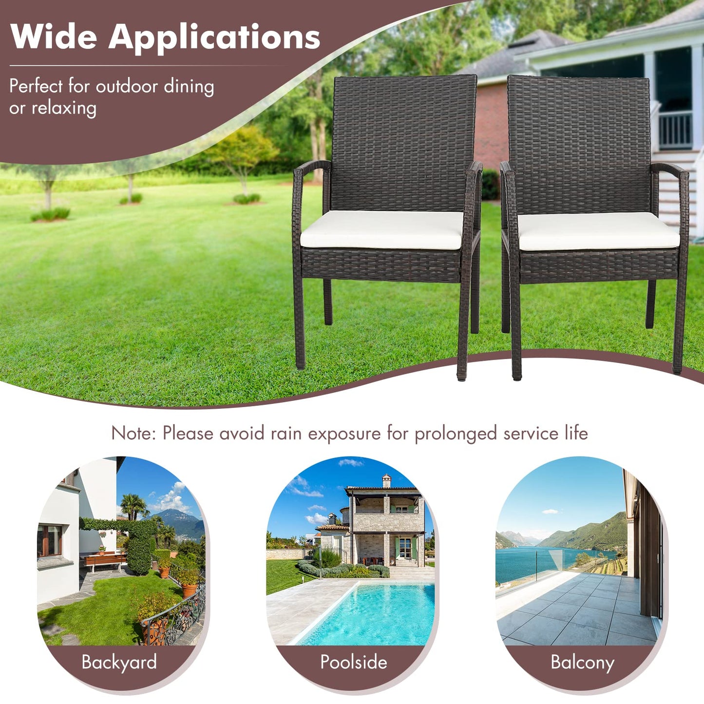 Tangkula Outdoor Dining Set with Acacia Wood Table and Wicker Rattan Armrest Chairs