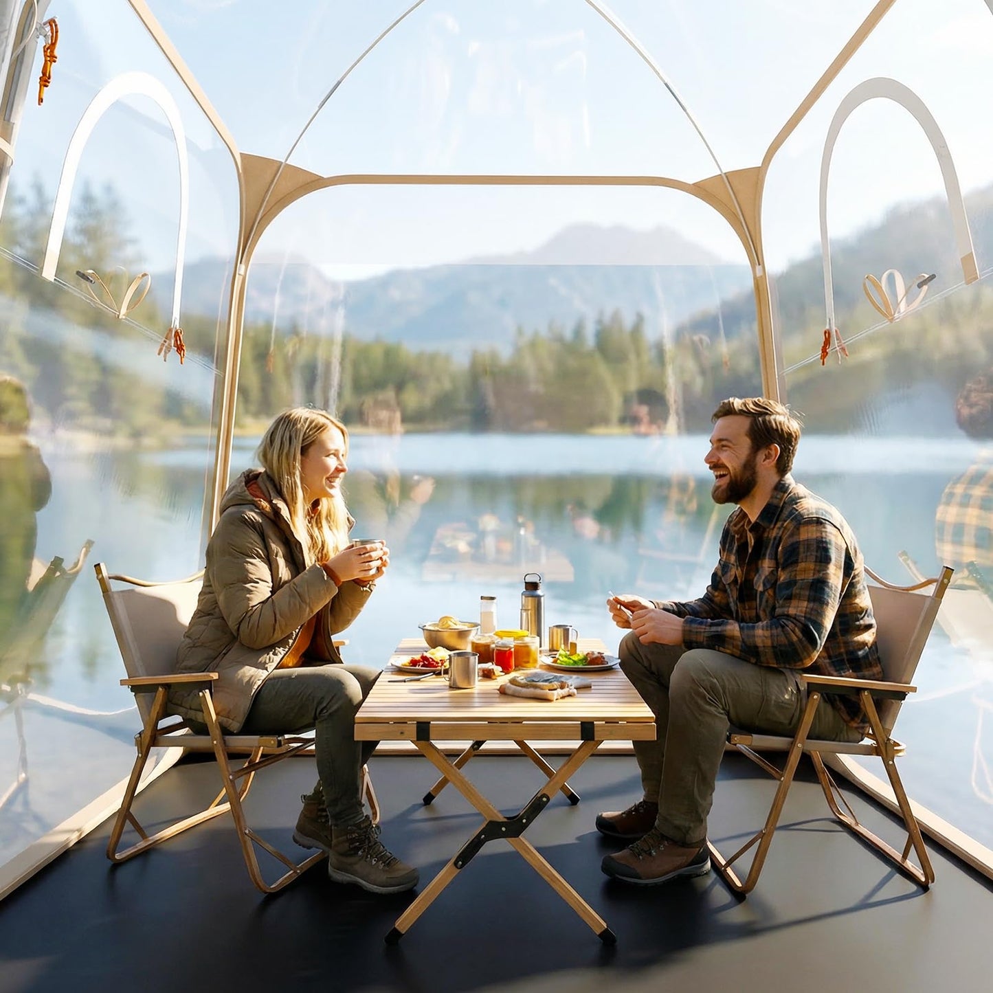 Tangkula 7x7 Ft Pop Up Outdoor Clear Bubble Tent with Waterproof Tarp Floor for 2-4 People