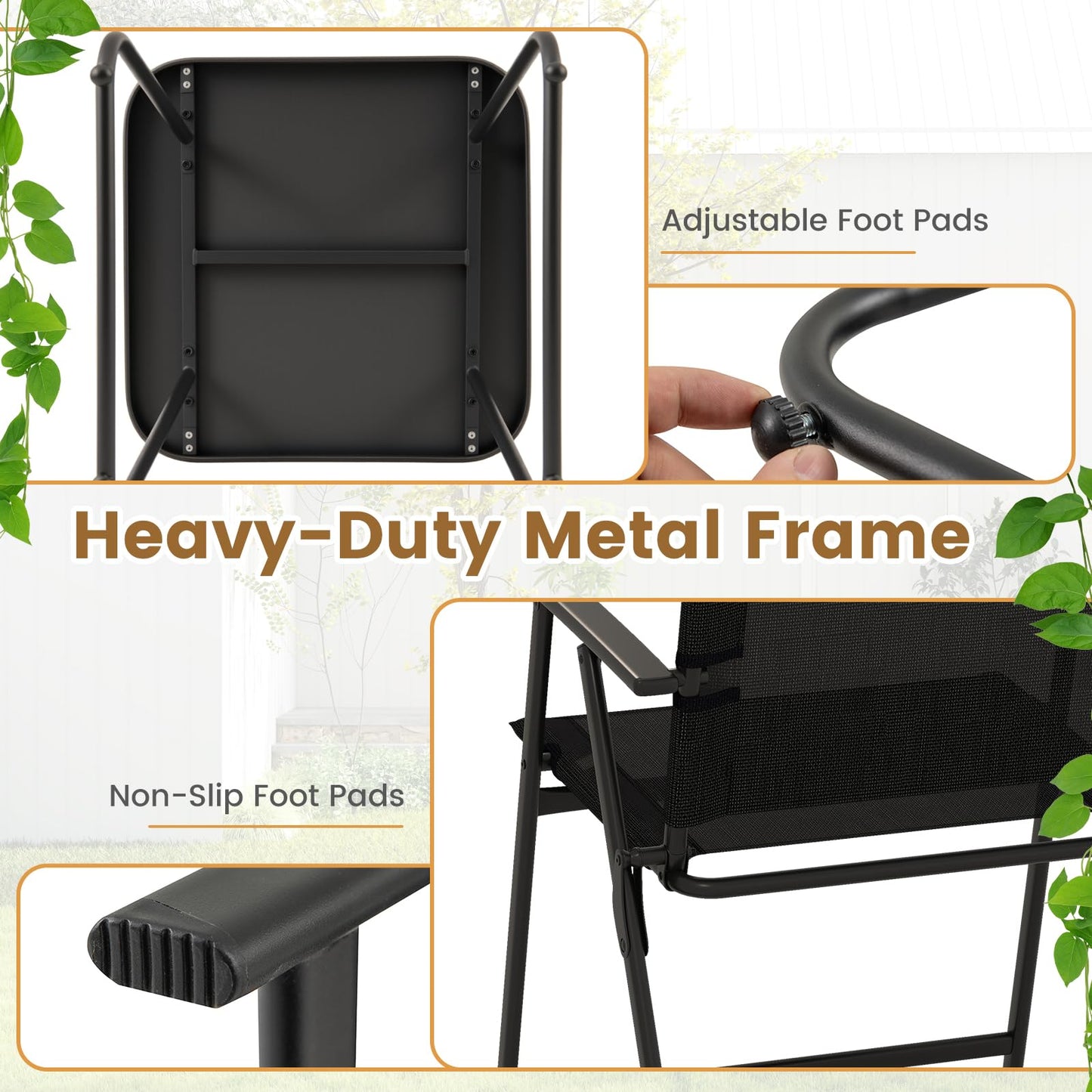 Tangkula 3 Pieces Folding Patio Bistro Set