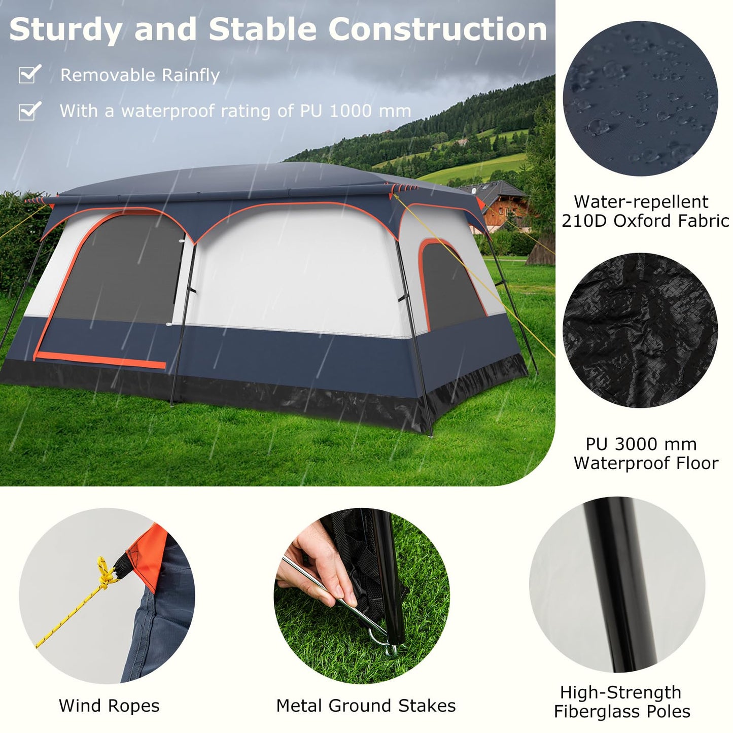 Tangkula 6/8/10-Person Camping Tent with Porch