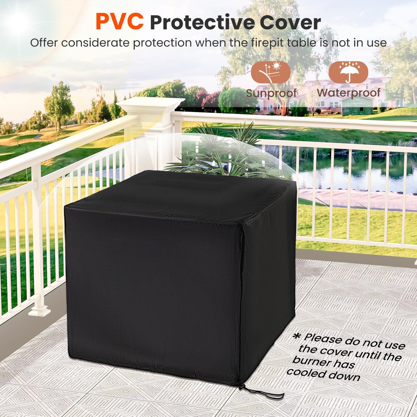 Table foyer au propane en rotin Tangkula 29 pouces, foyer extérieur carré Patiojoy 50 000 BTU avec roches de lave et housse de protection