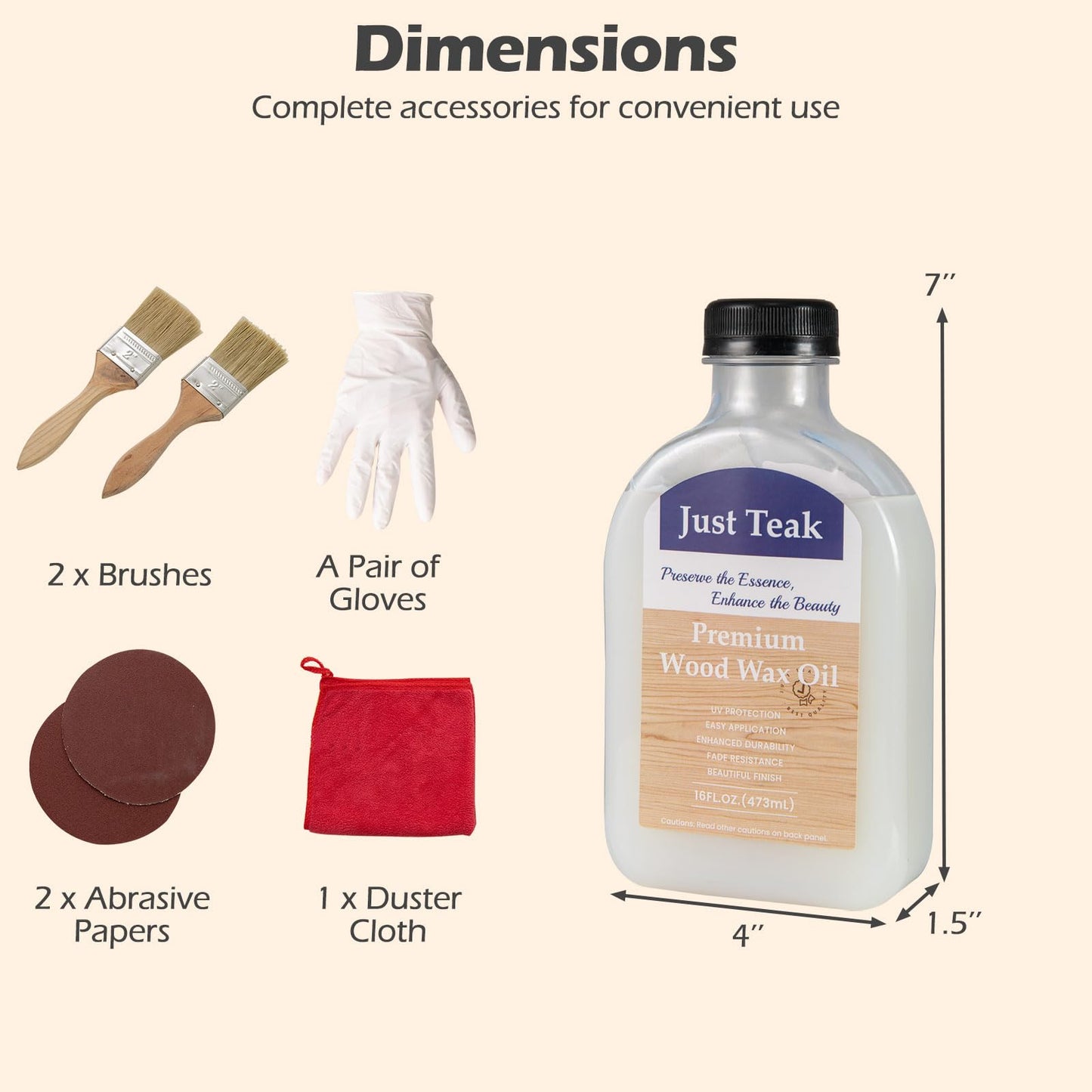 Tangkula Wood Wax Oil Set Teak Oil Cleaner and Brightener for Outdoor & Indoor Furniture