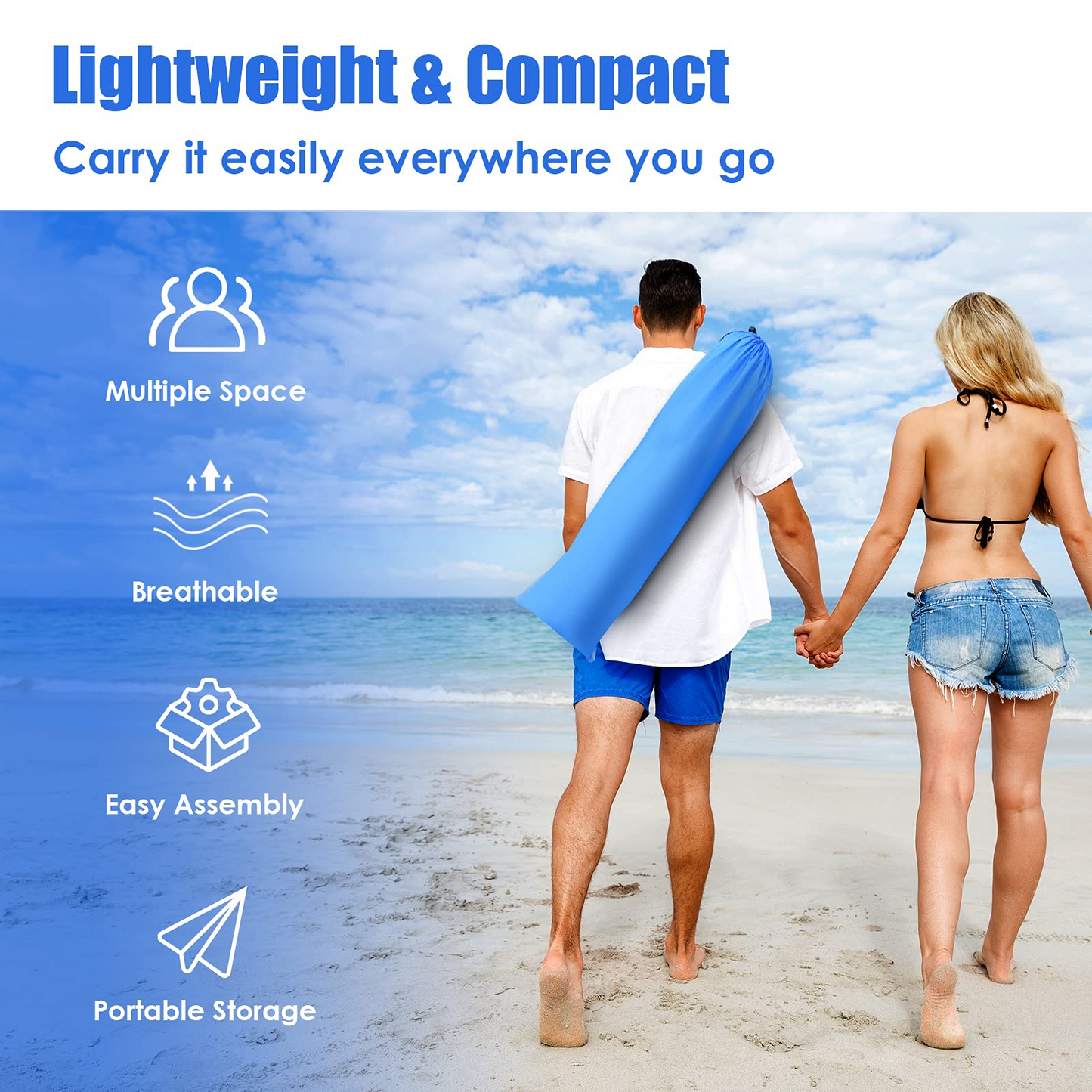 Tangkula 3-4 Person Easy Pop Up Beach Tent, UPF 50+ Portable Sun Shelter