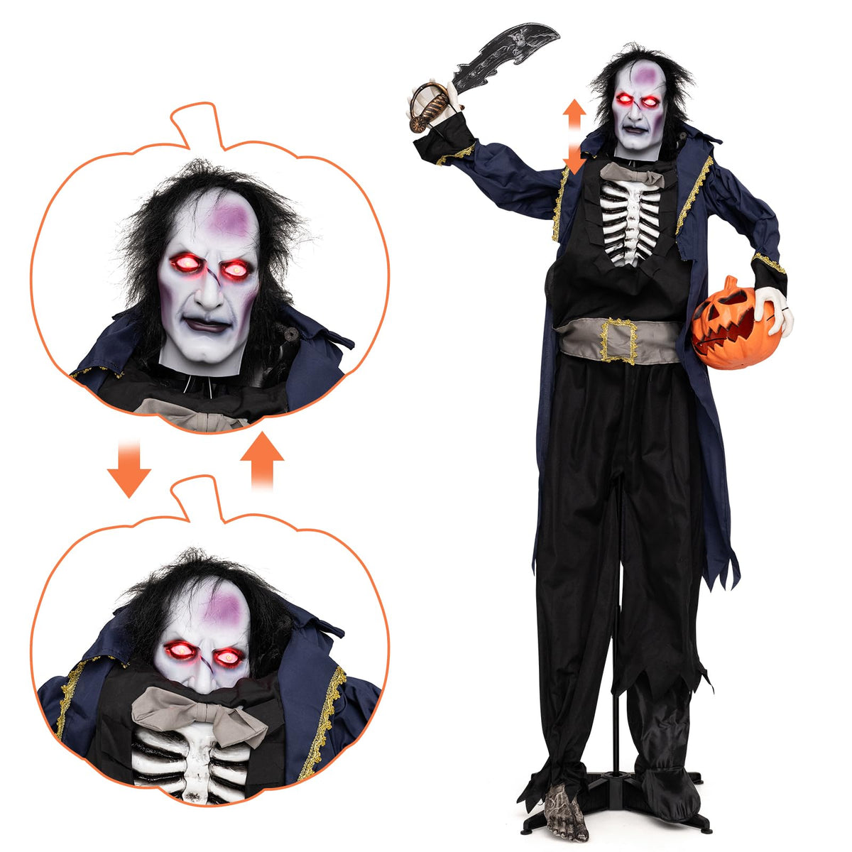 Tangkula 6 FT Animated Halloween Vampire Pirate Decoration with Pop-up Head