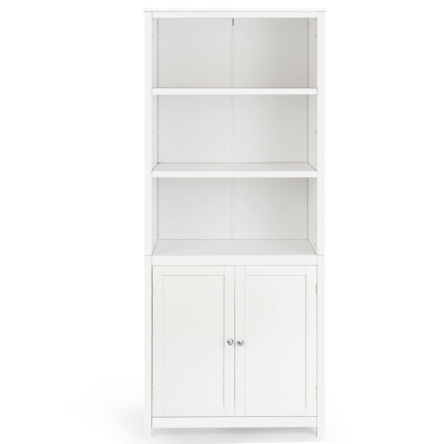 Tangkula Bookcase with Doors, 3 Tier Open Book Shelving