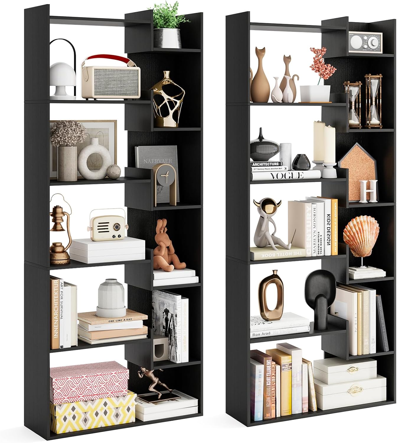 Tangkula 6-Tier Bookshelf | 64”H Tall Open Bookcase with Anti-Tip Kits (1/2)