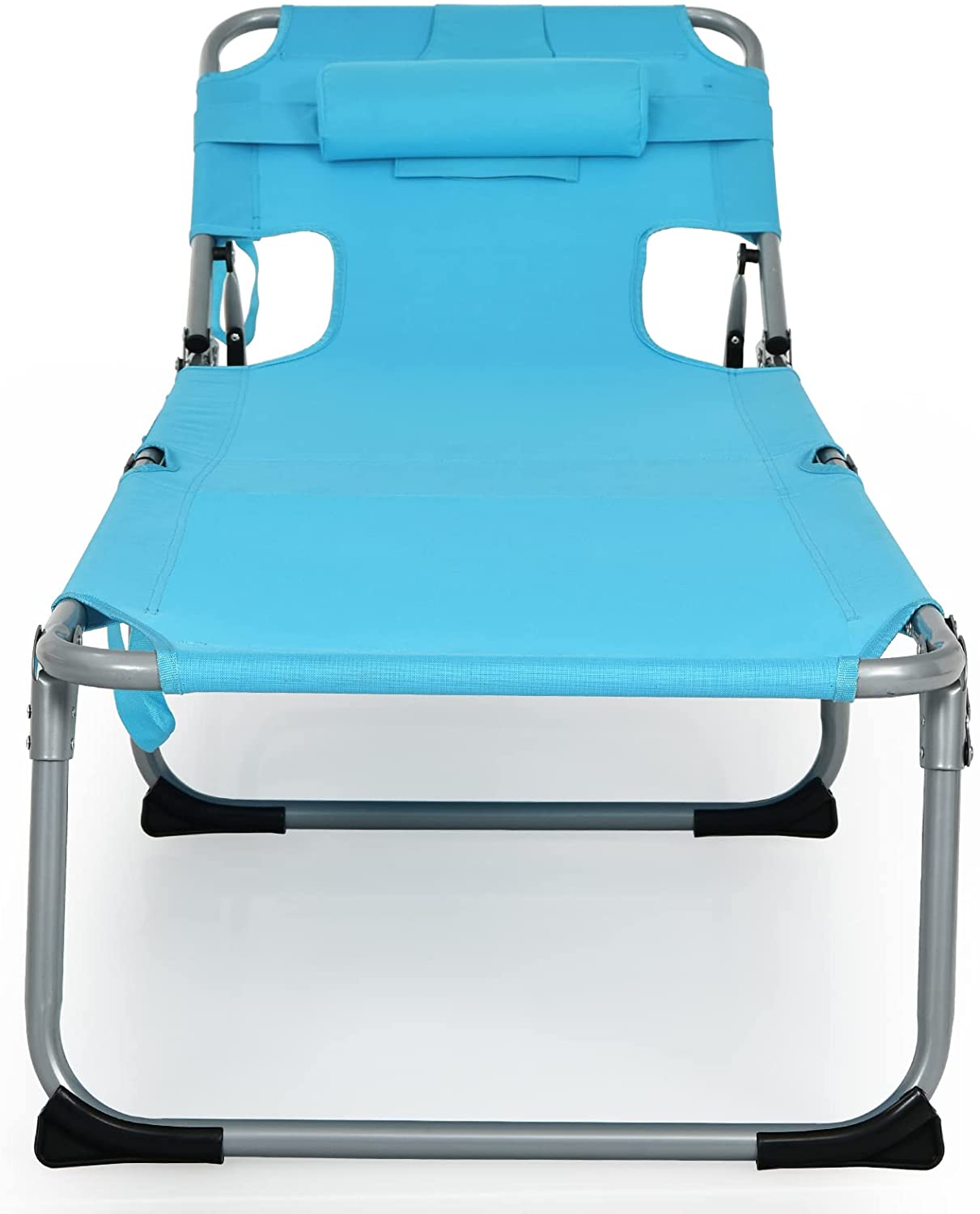 Beach Chaise Lounge Chair with Hole for Face,  for Outdoor Backyard Poolside