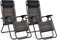 Tangkula Patio Rattan Zero Gravity Lounge Chair