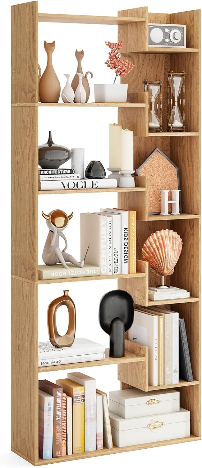 Tangkula 6-Tier Bookshelf | 64”H Tall Open Bookcase with Anti-Tip Kits (1/2)