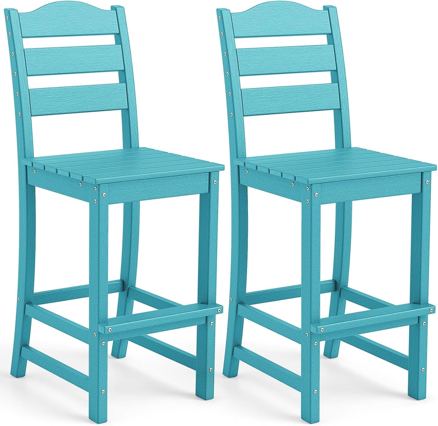 Tangkula Patio HDPE Barstool | Outdoor High Top Bar Chair w/Backrest & Footrest (1/2/4)