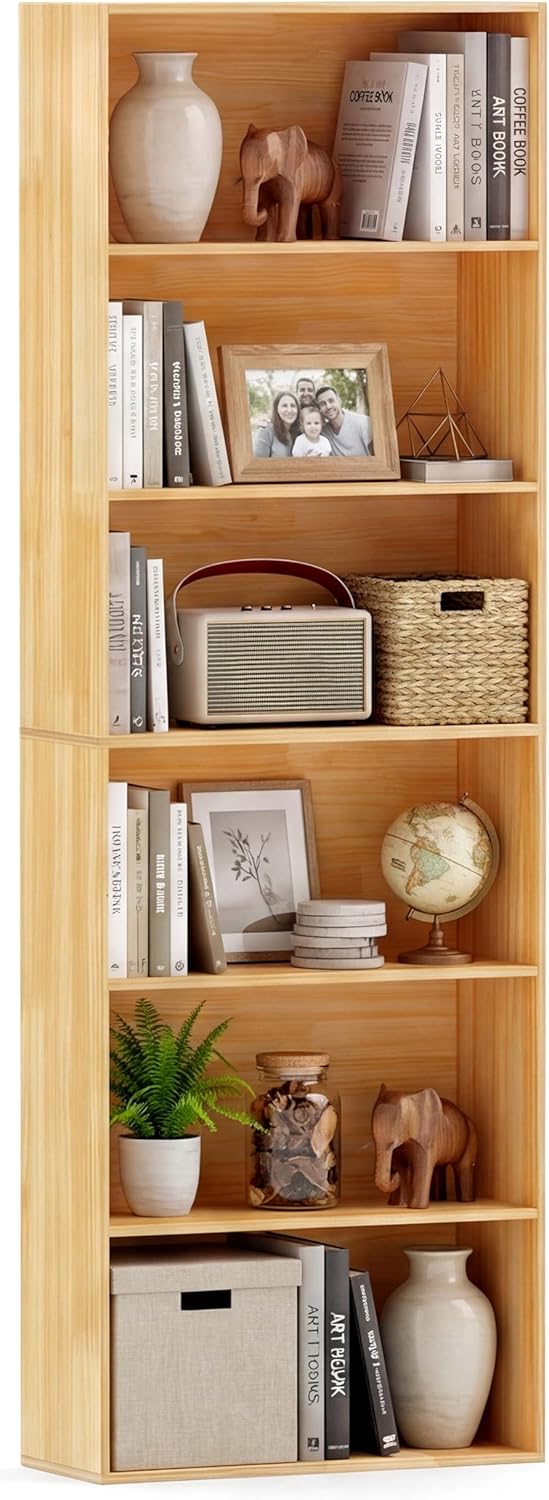 Tangkula Bibliothèque à 6 niveaux, étagère autoportante de 178 cm de hauteur avec 6 étagères ouvertes