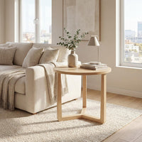 Tangkula Farmhouse 22.5" Round End Table with Solid Rubber Wood Legs (1/2)