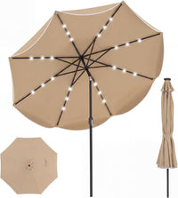 Tangkula 10 FT Solar Patio Umbrella | 2-Tiers Outdoor Scalloped Table Umbrella with 24 LED Lights