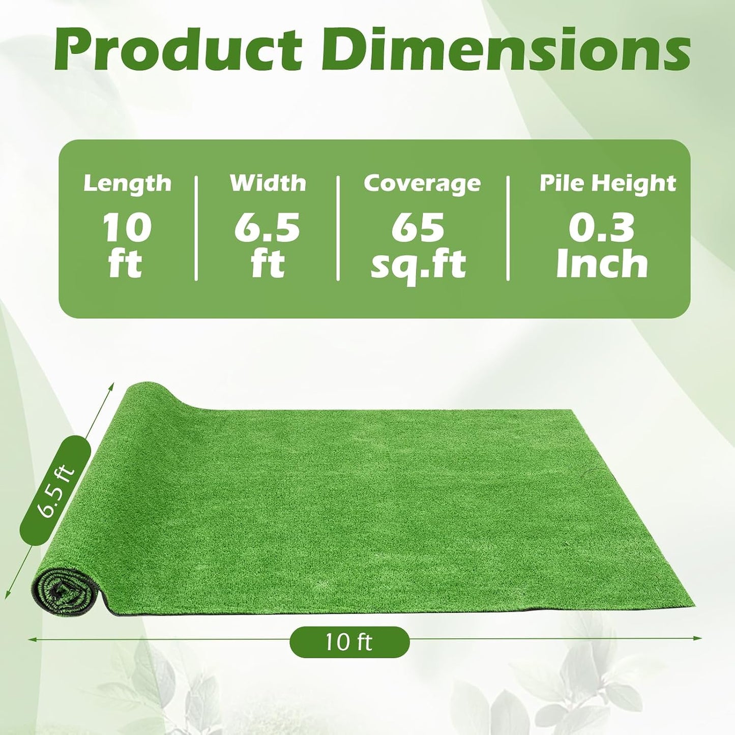 Tangkula Realistic Artificial Turf Rug with 0.3" Pile Height