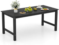 Tangkula 67" HDPE Outdoor Dining Table with Wood-Like Tabletop and Umbrella Hole