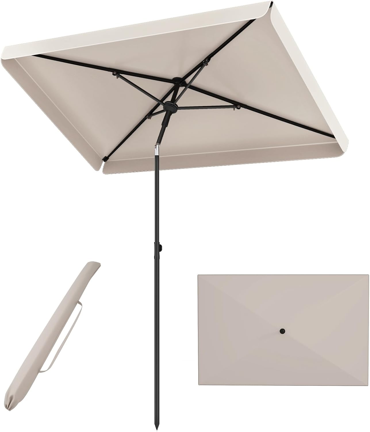 Tangkula 6.5 x 4.3 FT Rectangular Patio Umbrella