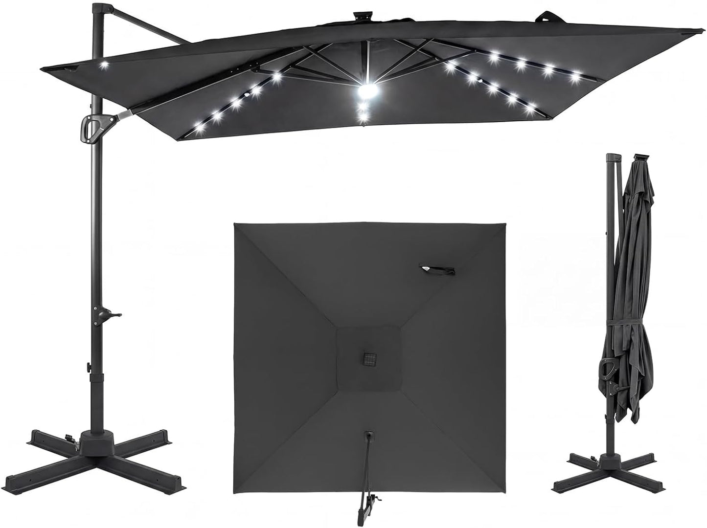 Tangkula 10ft Patio Umbrella with Solar Lights